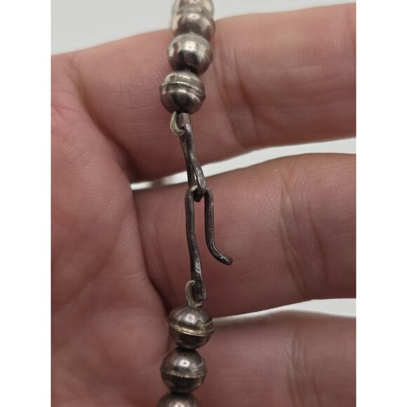 Early Navajo Indian KINGMAN Turquoise Sterling Silver Squash Blossom Necklace - Picture 10 of 16